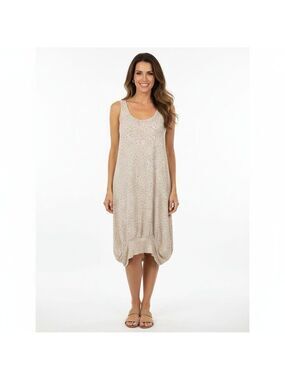 Poleci Laser Cut-Out Tunic Dress – Beige/Nude, Size XS